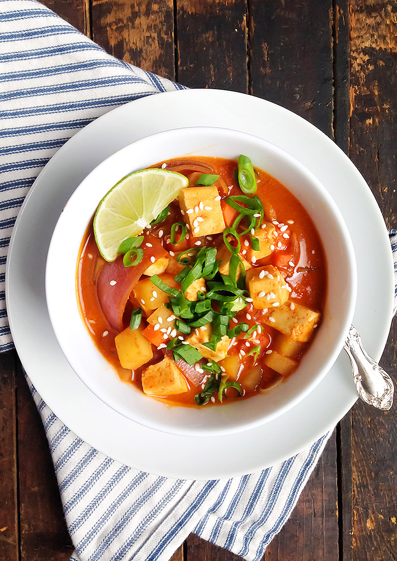 VEGAN SPICY KOREAN VEGETABLE TOFU STEW